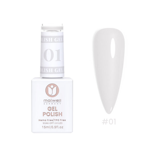 Sơn Gel maiwell #01 Bright White – Trắng tinh / Trắng sứ (không HEMA & TPO, 15ml)