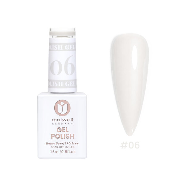 maiwell UV-Gellack #06 Milky White – Cremiges Milchweiß / Off-White (HEMA- & TPO-frei, 15ml)