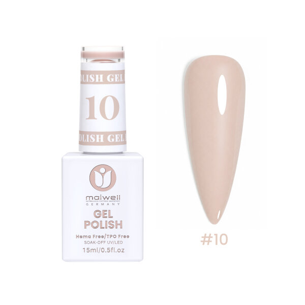 Sơn Gel maiwell #10 Warm Nude – Nude ấm / Màu da (không HEMA & TPO, 15ml)