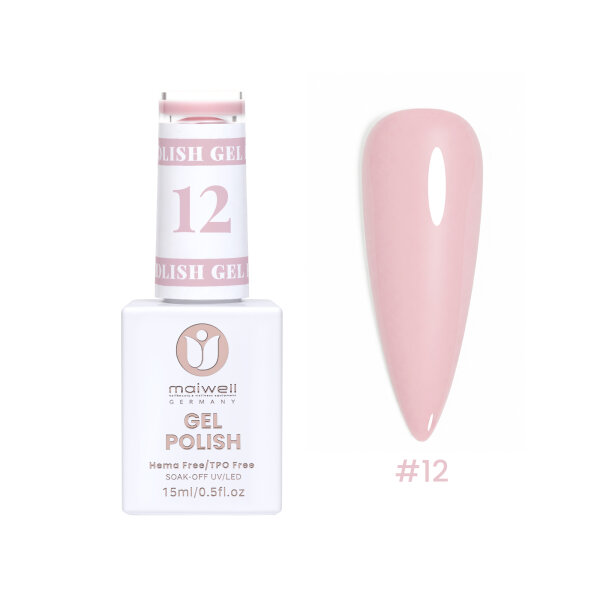 maiwell UV-Gellack #12 Baby Pink – Klassisches Babyrosa (HEMA- & TPO-frei, 15ml)