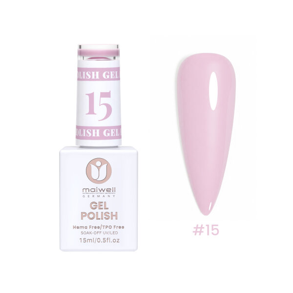 Sơn Gel maiwell #15 Pure Pink – Hồng kẹo ngọt (không HEMA & TPO, 15ml)