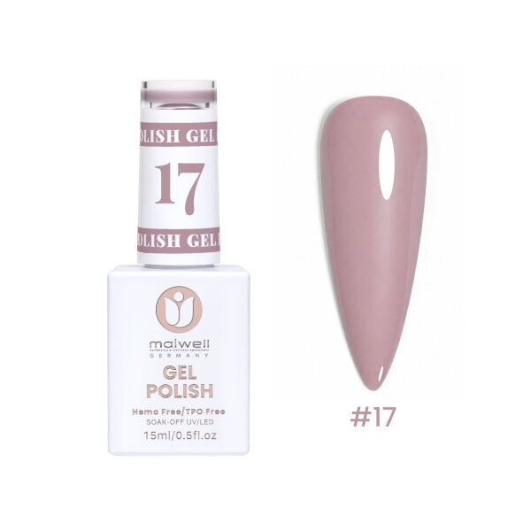 Sơn Gel maiwell #17 Mauve Touch – Tím hồng xám / Mauve (không HEMA & TPO, 15ml)