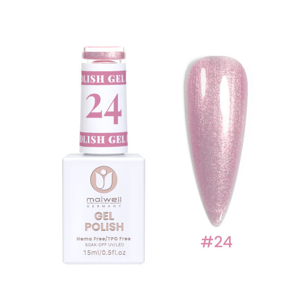maiwell UV-Gellack #24 Shimmer Rose – Pink-Rosé mit Feinglitzer (HEMA- & TPO-frei, 15ml)