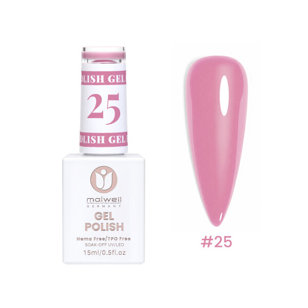 maiwell UV-Gellack #25 Hot Pink – Leuchtendes Fuchsia-Pink (HEMA- & TPO-frei, 15ml)