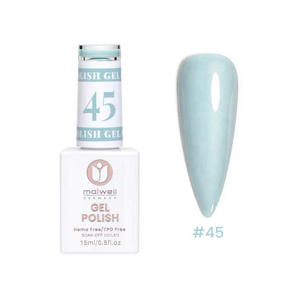 Sơn Gel maiwell #45 Pastel Aqua – Xanh ngọc pastel / Xanh băng (không HEMA & TPO, 15ml)