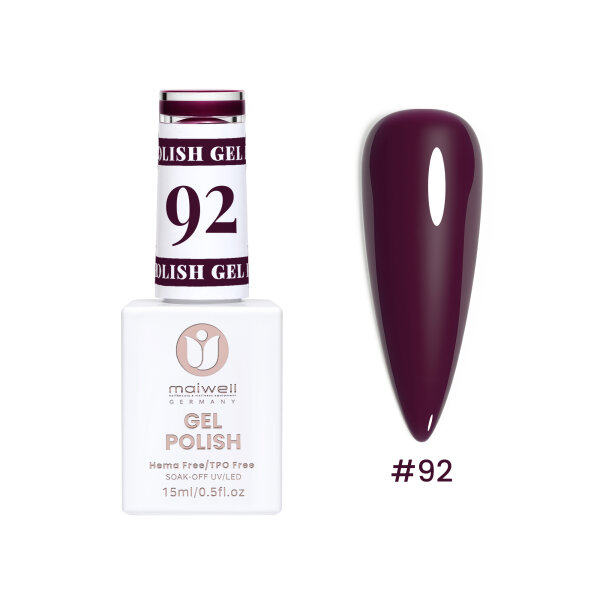 maiwell Gel Nail Polish #92 Deep Espresso Red – Dark Chocolate Red-Black (HEMA & TPO free, 15ml)