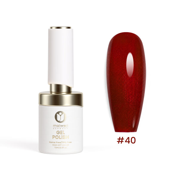 maiwell LED/UV gel polish Golden #40 Metallic Crimson – Shimmering Metallic Red