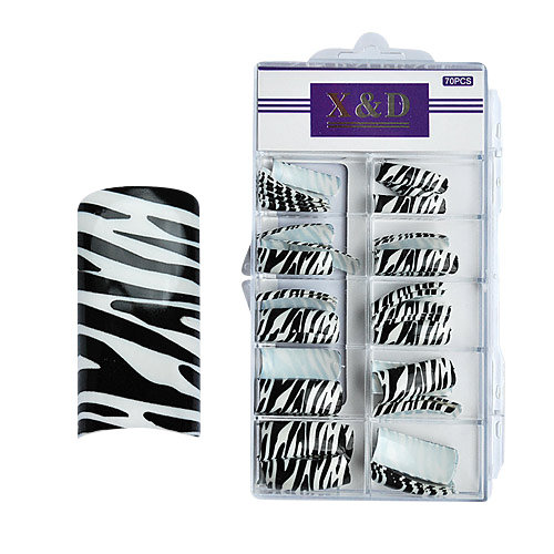 X&D Design Nail tips Zebra 70pcs
