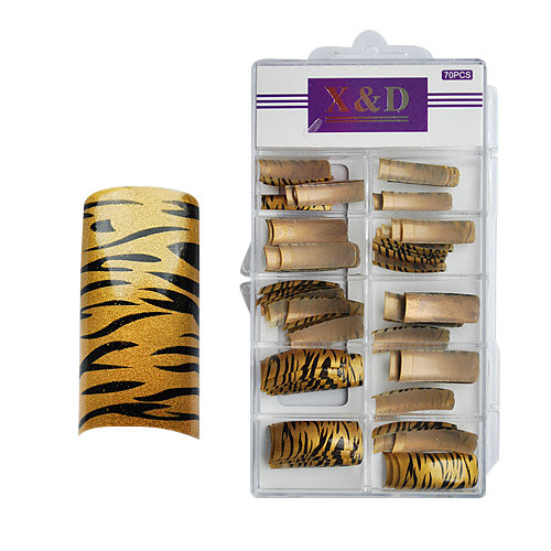 X&D Design Nail tips Golden Tiger 70pcs