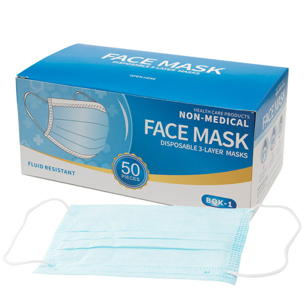 Face & Nose mask three-ply Blue 50pcs