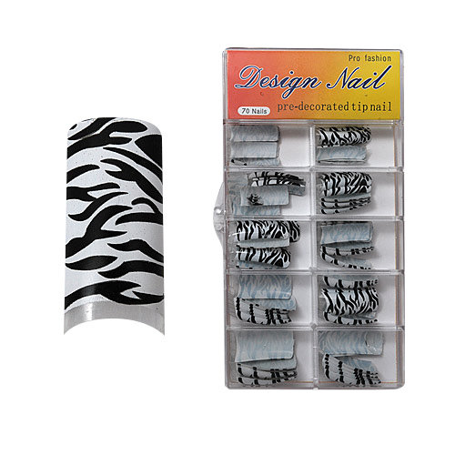 Design Nail tips - Pro White Zebra Fashion